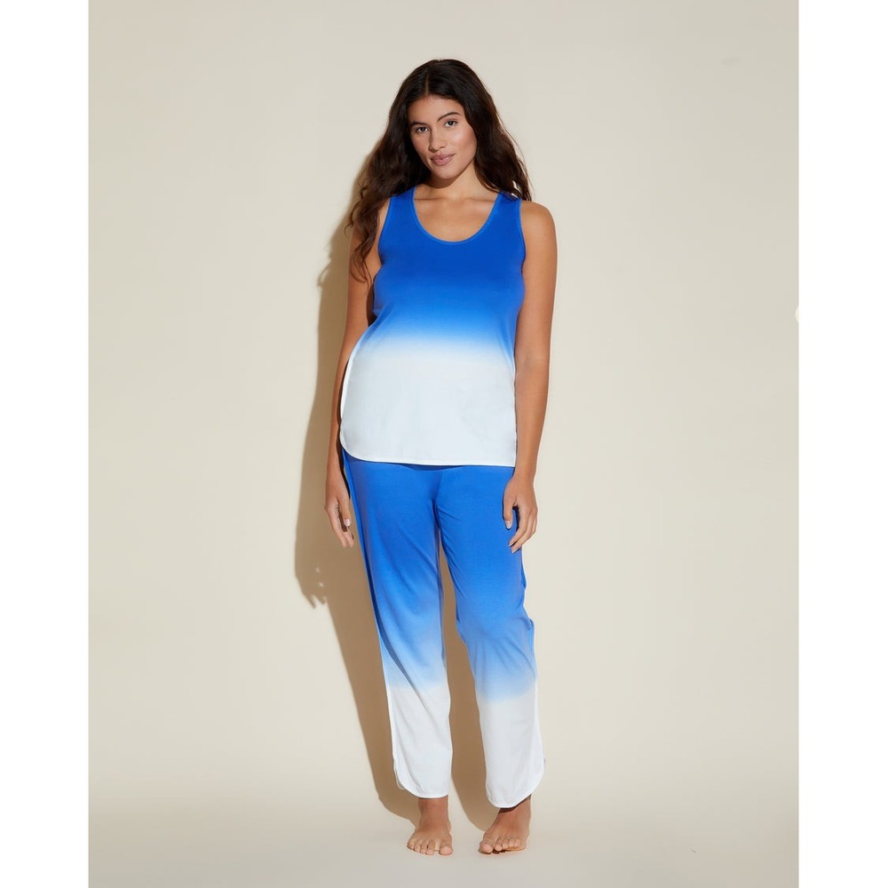 Cosabella Florida Pima Cotton Maternity Tank Pant Pajama Set Blue Ombre XS